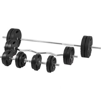 Gorilla Sports Barbell Curl Bar Dumbbells Trigrip Pro - 100 kg, Vektstangsett plast