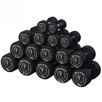 Gorilla Sports Dumbbells GS Rubber - 2,5-40 kg, Gummimanualer