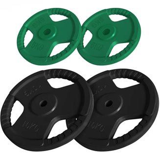 Gorilla Sports Viktskivor Trigrip 31mm - 2x10kg 2x5kg, Viktpaket gummerade