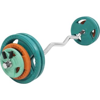 Gorilla Sports Curlstång Trigrip F- 35kg, Skivstångsset gummerade