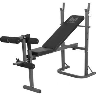 Gyronetics E-Series Multibenk Benpress, Treningsbenk med skivestangstativ