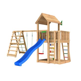 Jungle Gym Mansion 2.1 inkl. Climb Module og blå rutsjebane
