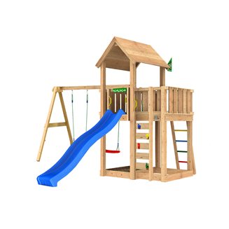 Jungle Gym Mansion 2.1 inkl. Swing Module og blå rutsjebane