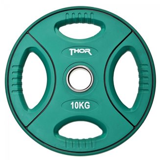 Thor Fitness Colored PU Vektplater m. håndtak 50 mm, Vektskiver PU