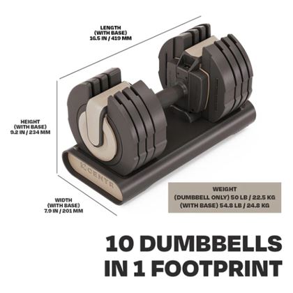 CENTR 5-50 lbs Adjustable Dumbbell - Beige, 2x22,7 kg (Par), Justerbara Hantlar