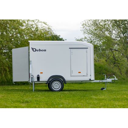 Debon C255 - vita plywoodväggar, Skåpsläp