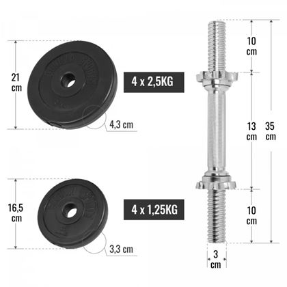 Gorilla Sports Dumbbells BASIC Cement - 2x15 kg, Manualsett