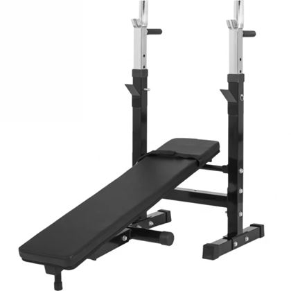 Gorilla Sports Benkpress - Sammenleggbar, Treningsbenk med skivestangstativ