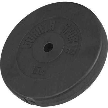 Gorilla Sports Vektskiver Basic Cement - 2 x 15 kg, Vektplater Plast