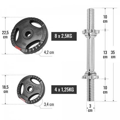 Gorilla Sports Hantlar PRO Trigrip - 2x15 kg
