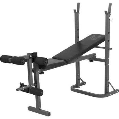 Gyronetics E-Series Multibenk Benpress, Treningsbenk med skivestangstativ