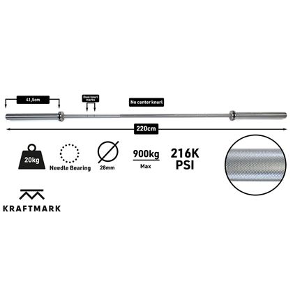 Kraftmark Olympisk vektstang 50 mm - CF 20 kg 3.0, Vektstang