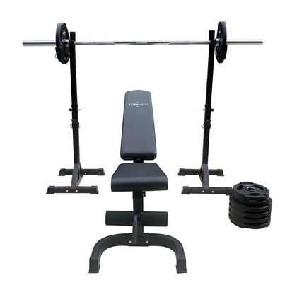 Titan LIFE Weight Garage Gym 100 kg, Träningsbänk med skivstångsställning