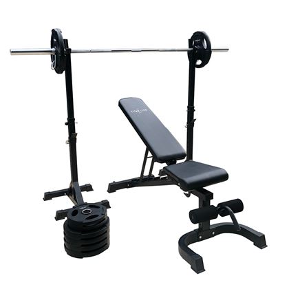 Titan LIFE Weight Garage Gym 100 kg, Träningsbänk med skivstångsställning