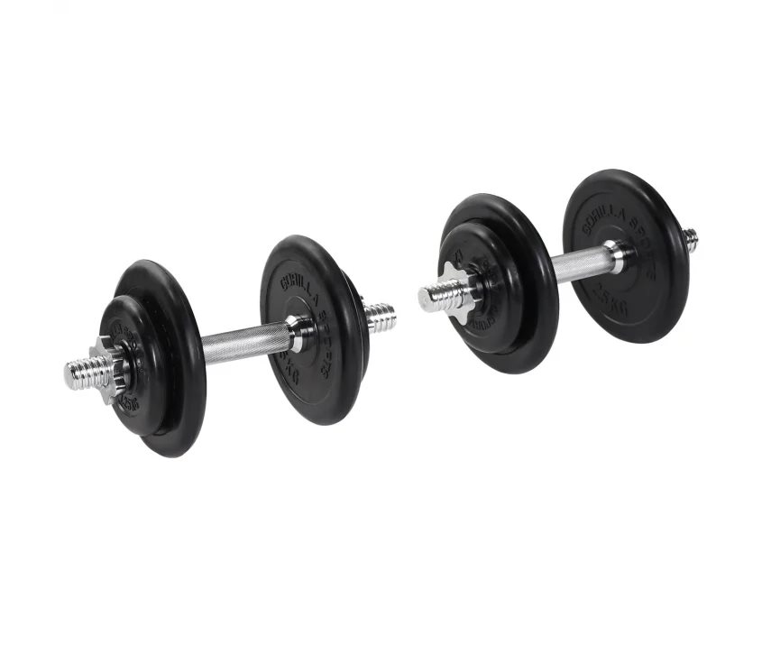 Gorilla Sports Hantler GUMMI Støpejern - 2x10kg, Manualsett
