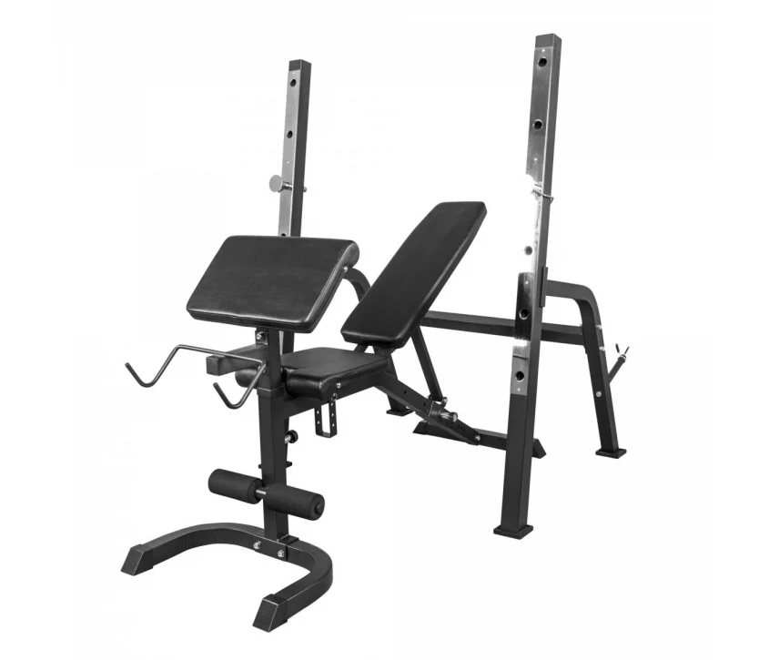 Gorilla Sports Multibench vektstangstativ, Treningsbenk med skivestangstativ