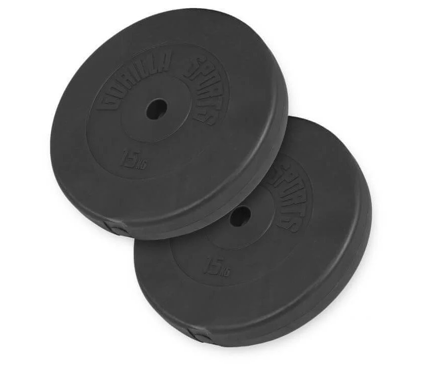 Gorilla Sports Vektskiver Basic Cement - 2 x 15 kg, Vektplater Plast