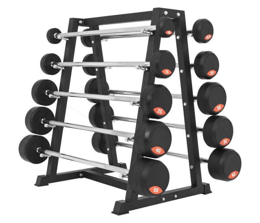 Gorilla Sports Vektstativ - Fasta PRO Rubber, Oppbevaring pumpesett