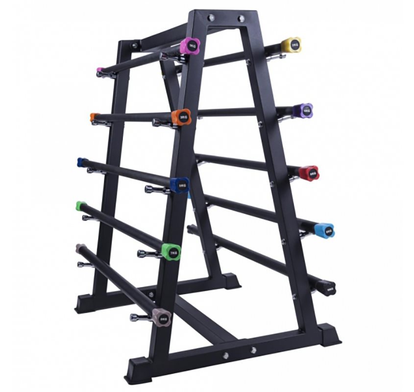 Gorilla Sports Aerobic Bars blekkstativ - Pakke 55kg, Oppbevaring pumpesett