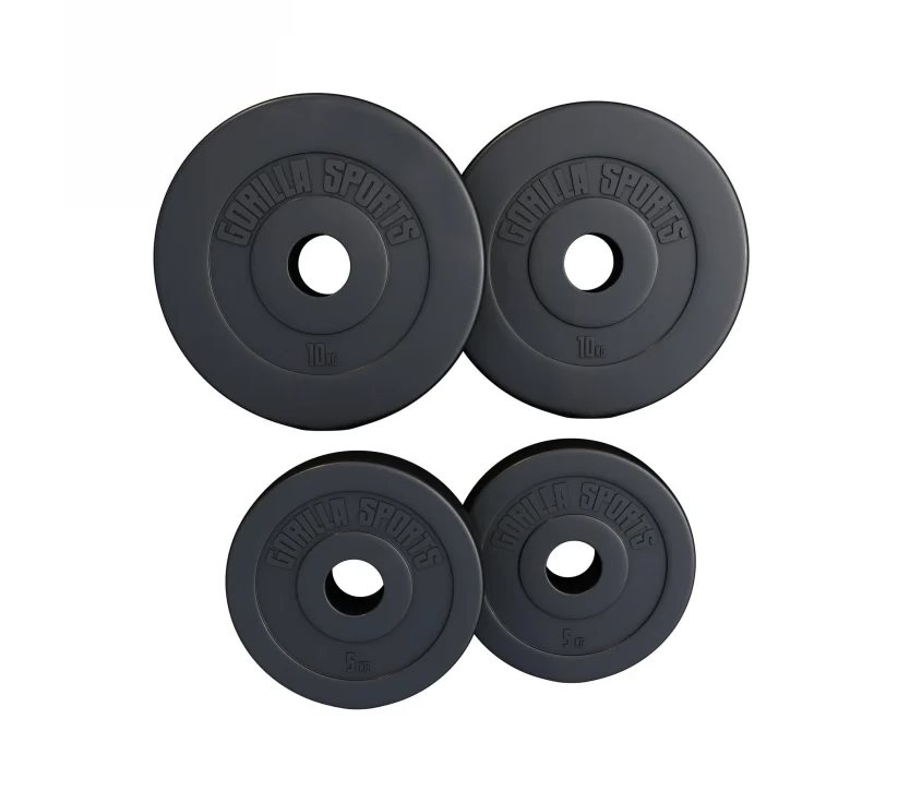 Gorilla Sports Vektplater Basic Cement 51 mm - 2 x 10 kg 2 x 5 kg, Vektplater Plast