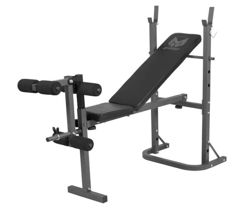 Gyronetics E-Series Multibenk Benpress, Treningsbenk med skivestangstativ