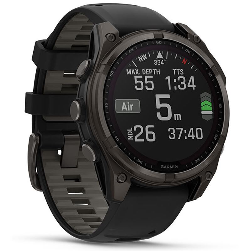 Garmin Fenix 8 Solar Sapphire 47mm DLC-titan m-svart/stengrått silikonarmband