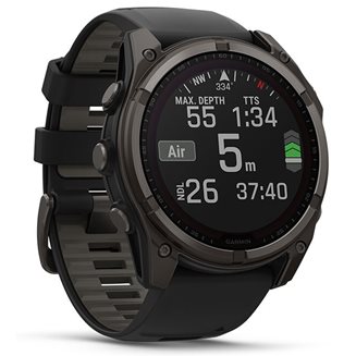 Garmin Fenix 8 Solar Sapphire 51mm Grå DLC-titan m. svart/stengrått silikonarmband