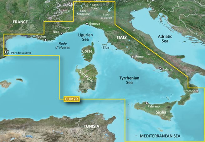 Garmin Mediterranean Sea, Central-West Garmin microSD™/SD™ card: HXEU012R