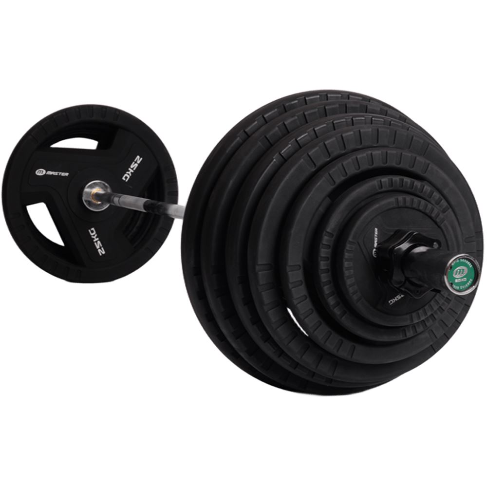 Master Fitness Vektstangsett 177,5 kg PU Plates Pro, Vektstangsett gummibelagt