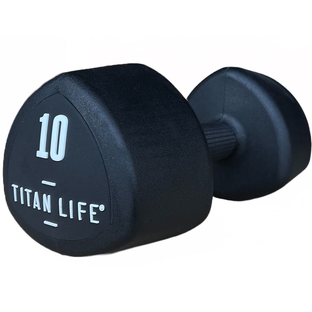 Titan Pro Dumbbell 10kg Rubber, dumbbell BLACK