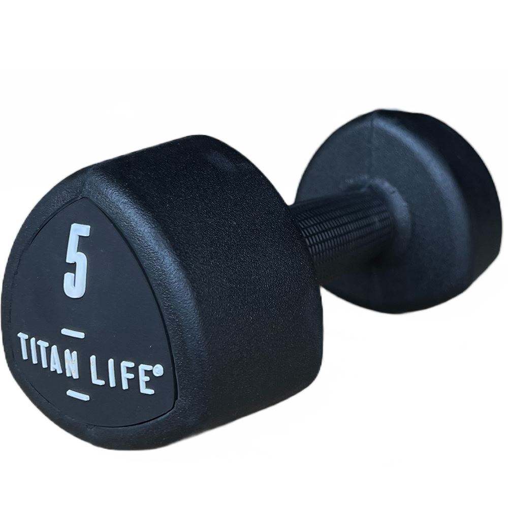 Titan Pro Dumbbell 5kg Rubber, dumbbell BLACK