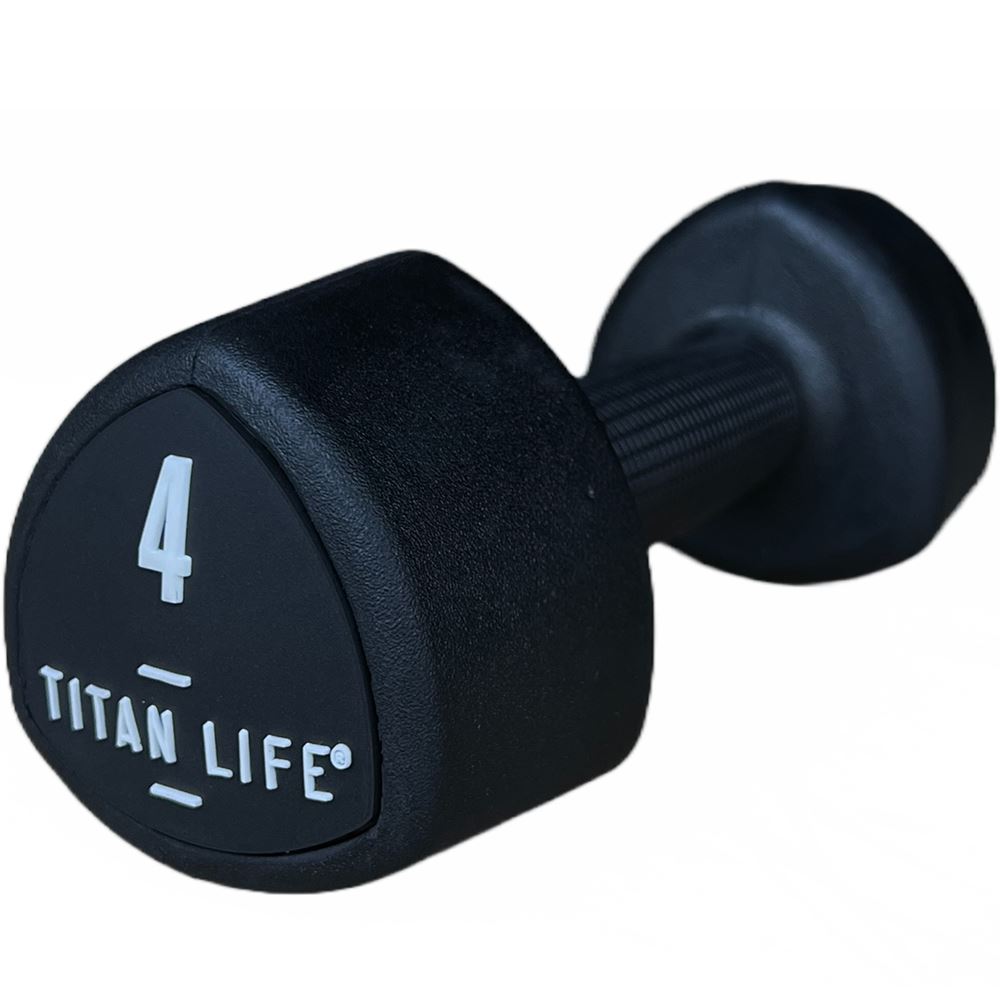 Titan Pro Dumbbell 4kg Rubber, dumbbell BLACK