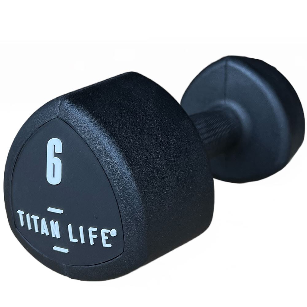 Titan Pro Dumbbell 6kg Rubber, dumbbell BLACK