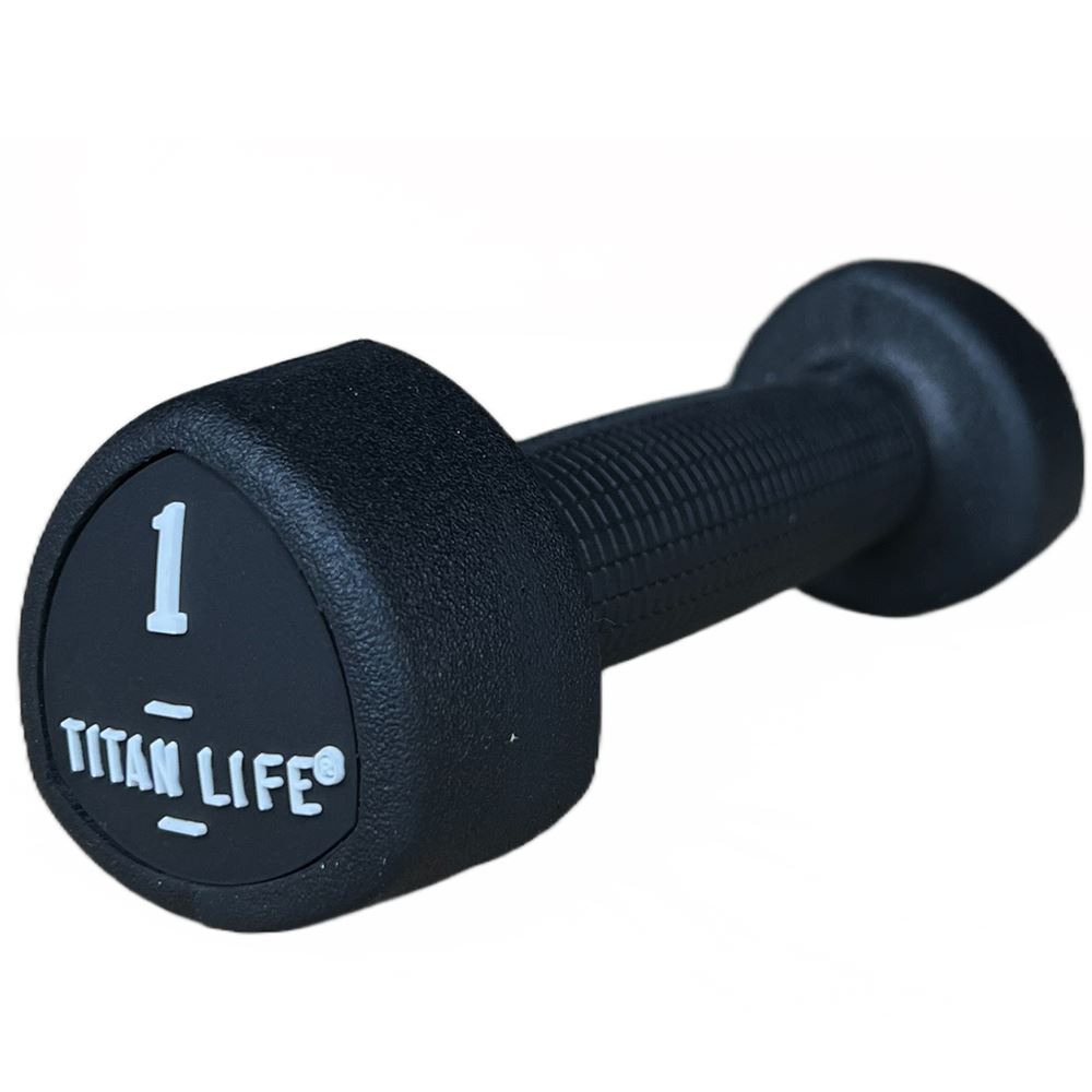 Titan Pro Dumbbell 1kg Rubber, dumbbell BLACK