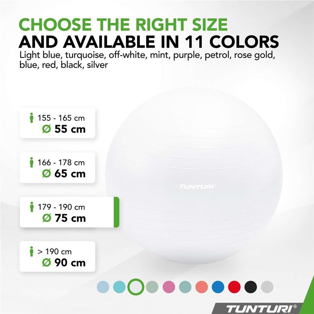 Tunturi Fitness Gymball, Anti Burst, Gymboll | Offcourt - Hemmaträning - Träningsbollar - Gymboll | Padelspecialisterna