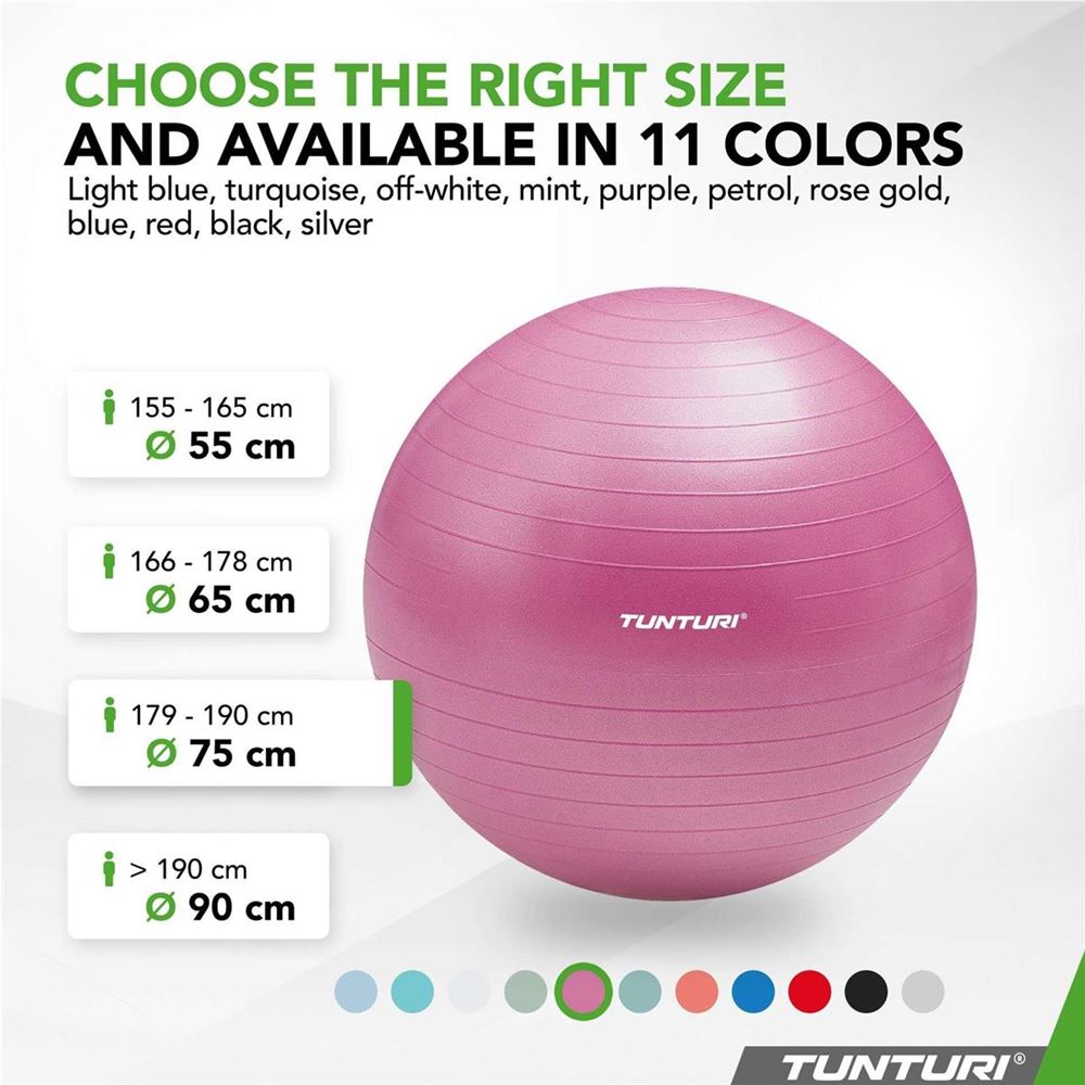 Tunturi Fitness Gymball, Anti Burst, Gymboll | Offcourt - Hemmaträning - Träningsbollar - Gymboll | Padelspecialisterna