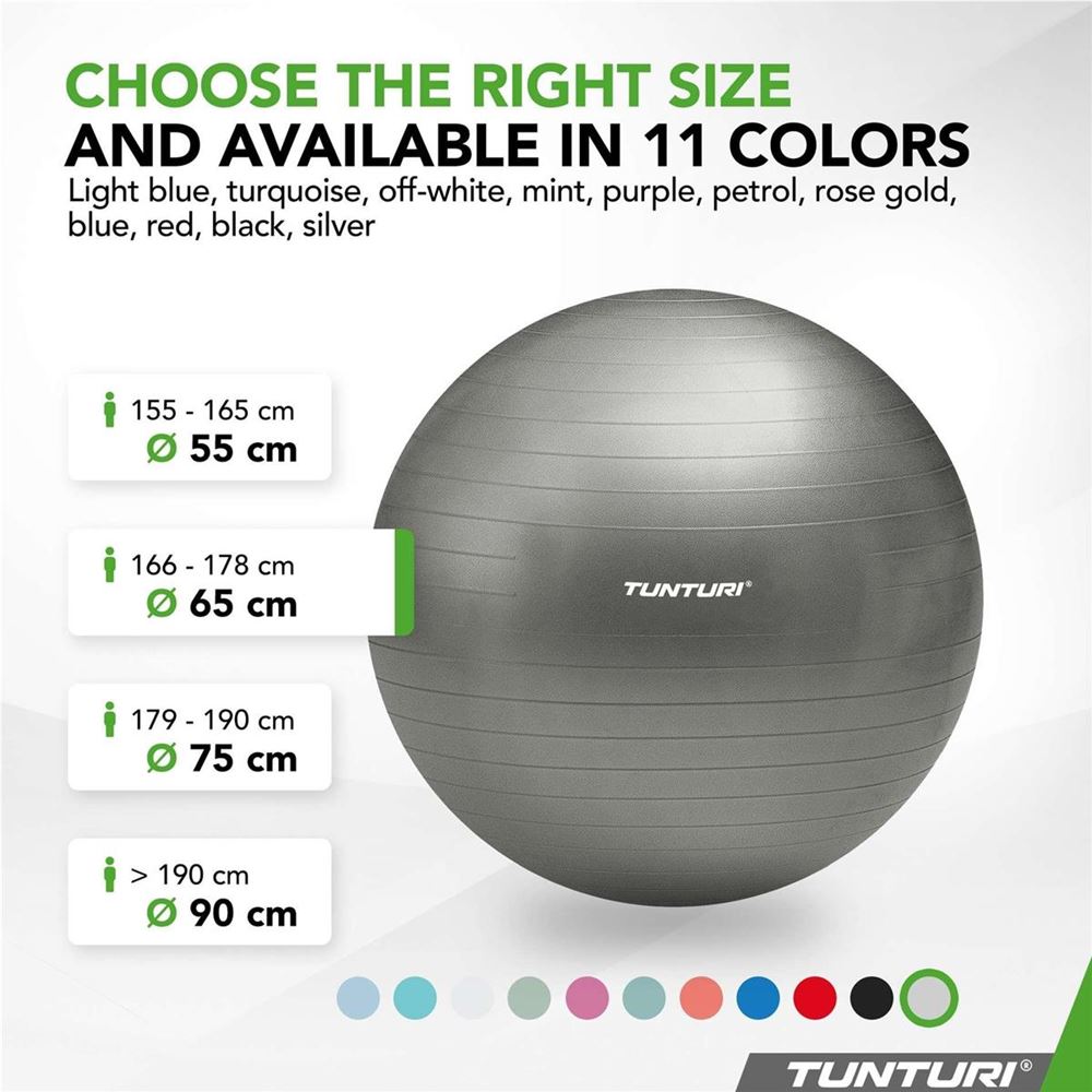 Tunturi Fitness Gymball, Anti Burst, Gymboll | Offcourt - Hemmaträning - Träningsbollar - Gymboll | Padelspecialisterna