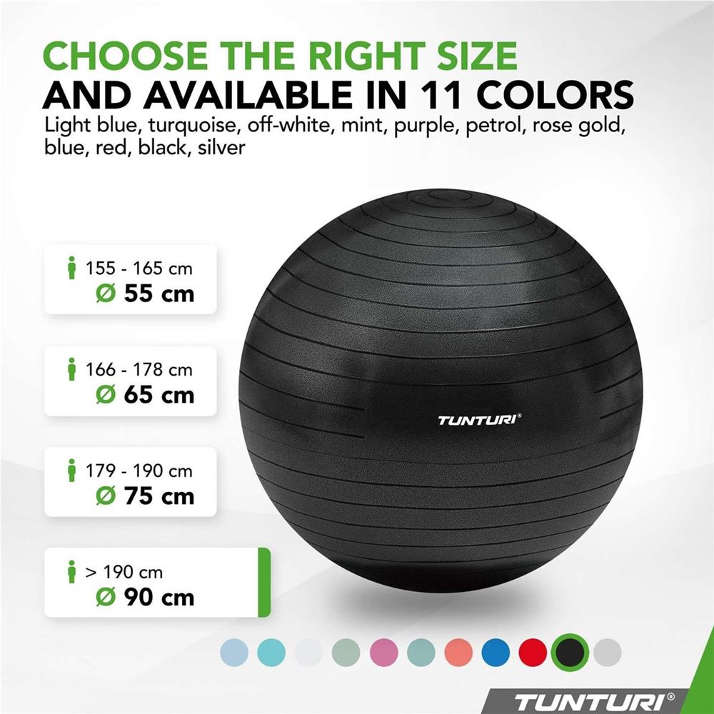 Tunturi Fitness Gymball, Anti Burst, Gymboll | Offcourt - Hemmaträning - Träningsbollar - Gymboll | Padelspecialisterna