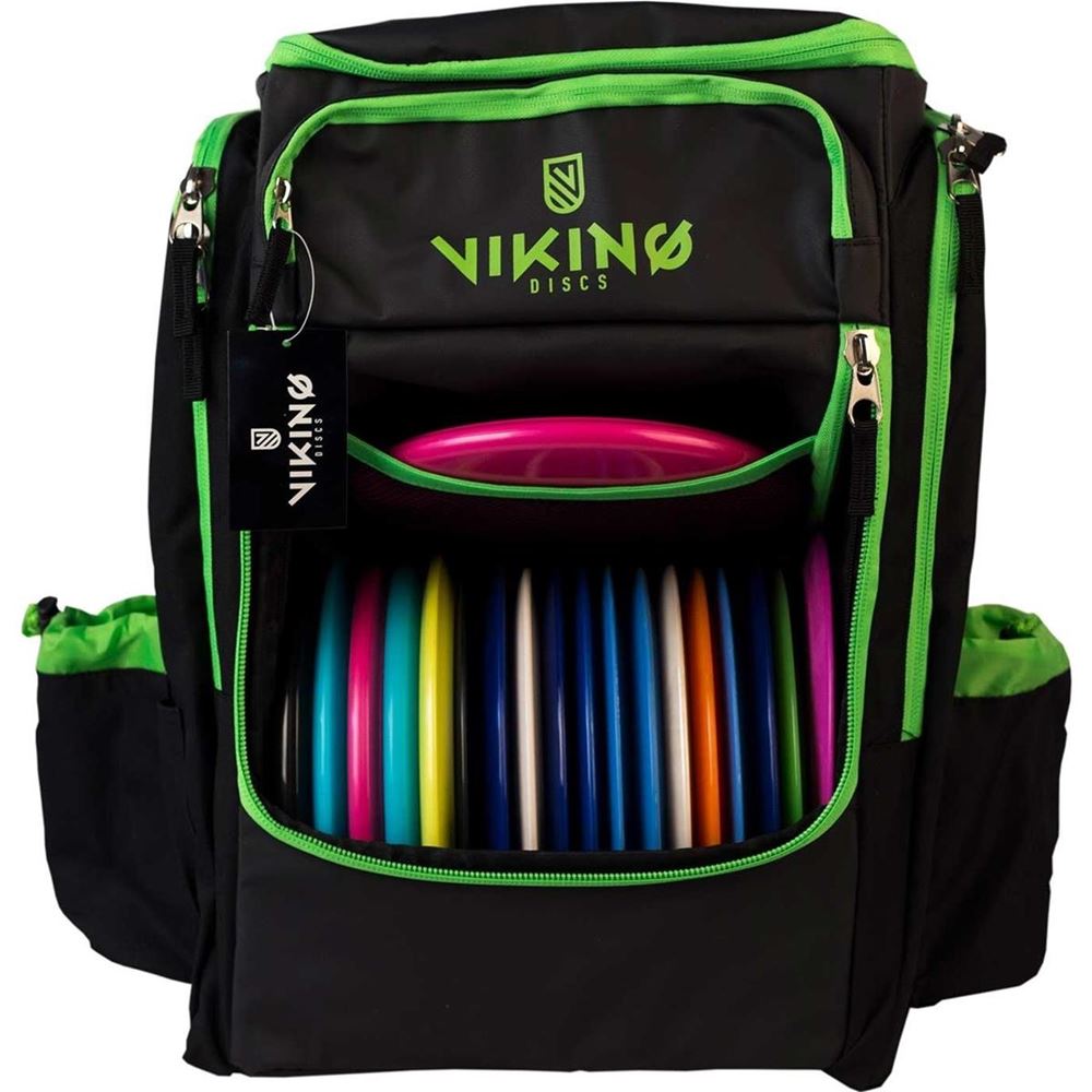 Viking Discs Tour Bag Frisbeegolf Ryggsäck - Svart/Lime