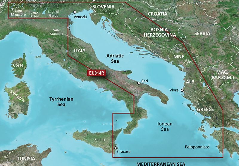 Garmin Italia Adriatic Sea microSD™/SD ™-kortti: HXEU014R Kartat & Ohjelmistot