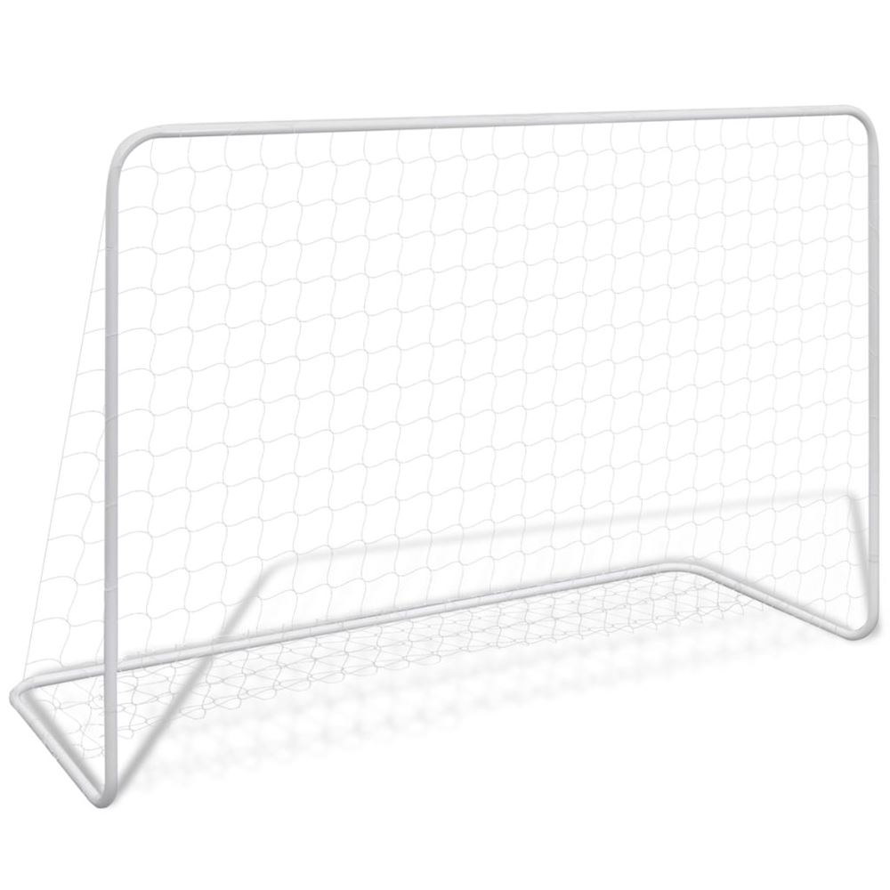 Fotbollsmål med nät182x61x122 cm stål vit