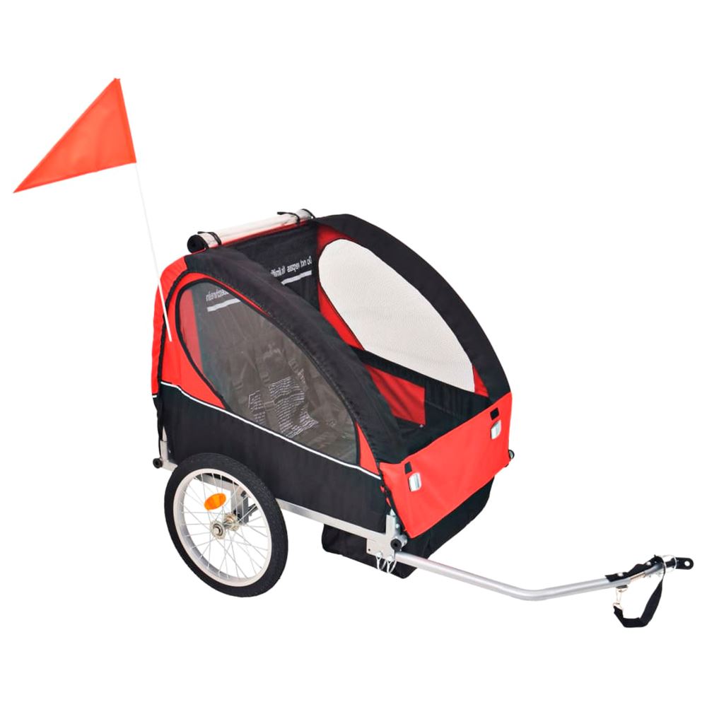 vidaXL Cykelvagn för barn röd och svart 30 kg