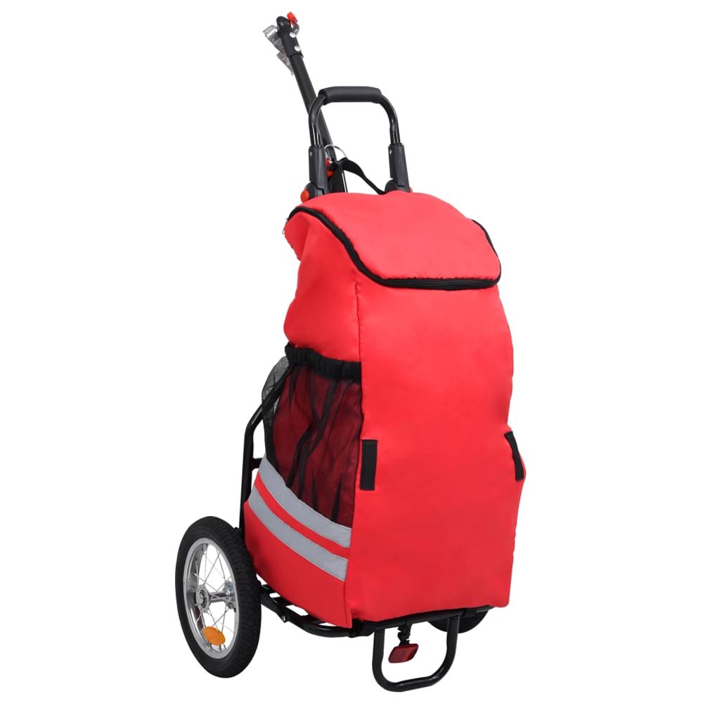 vidaXL Hopfällbar cykelvagn med väska röd och svart