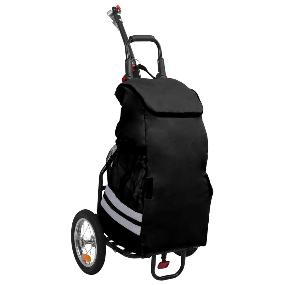 vidaXL Hopfällbar cykelvagn med väska svart