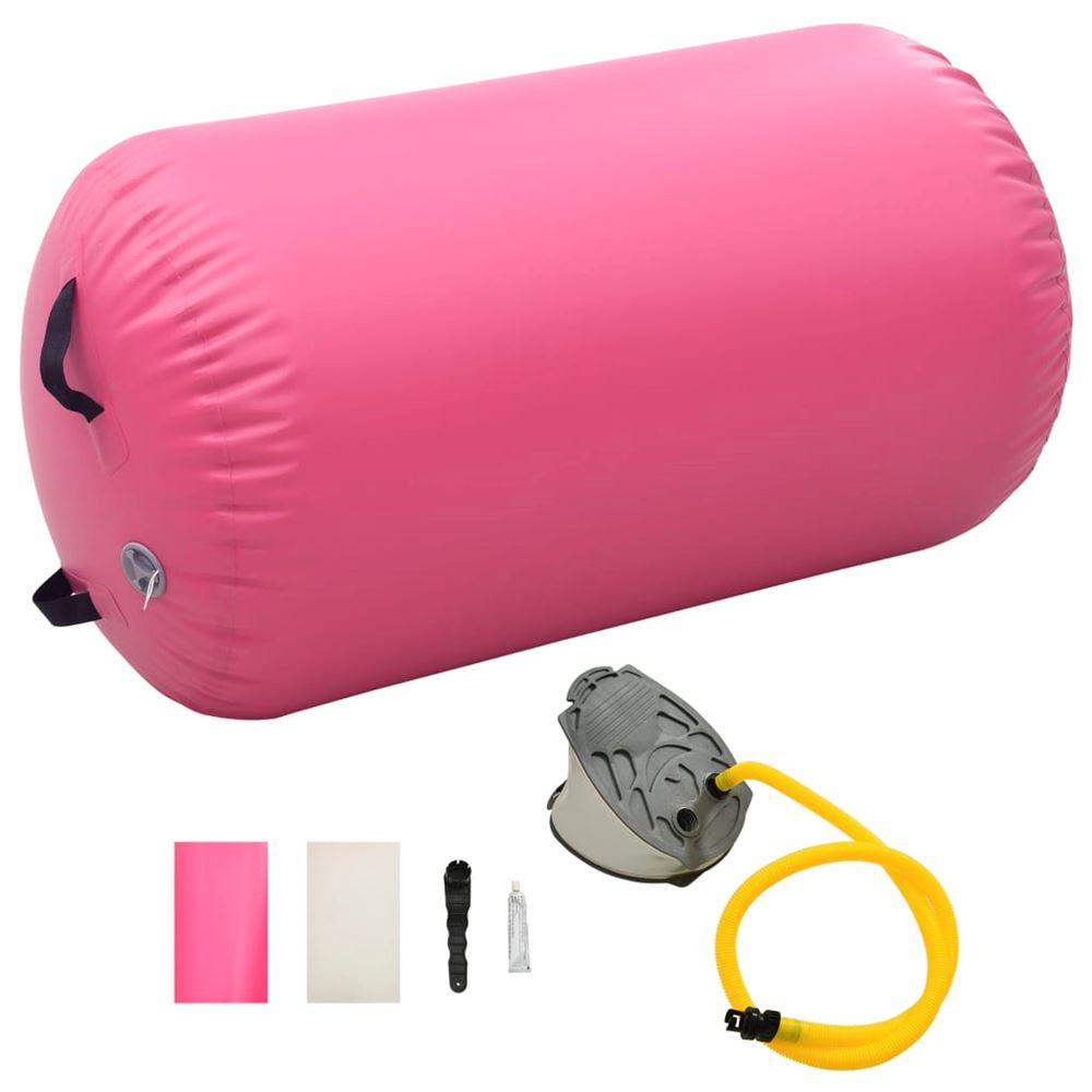 vidaXL Uppblåsbar gymnastikrulle med pump 100×60 cm PVC rosa