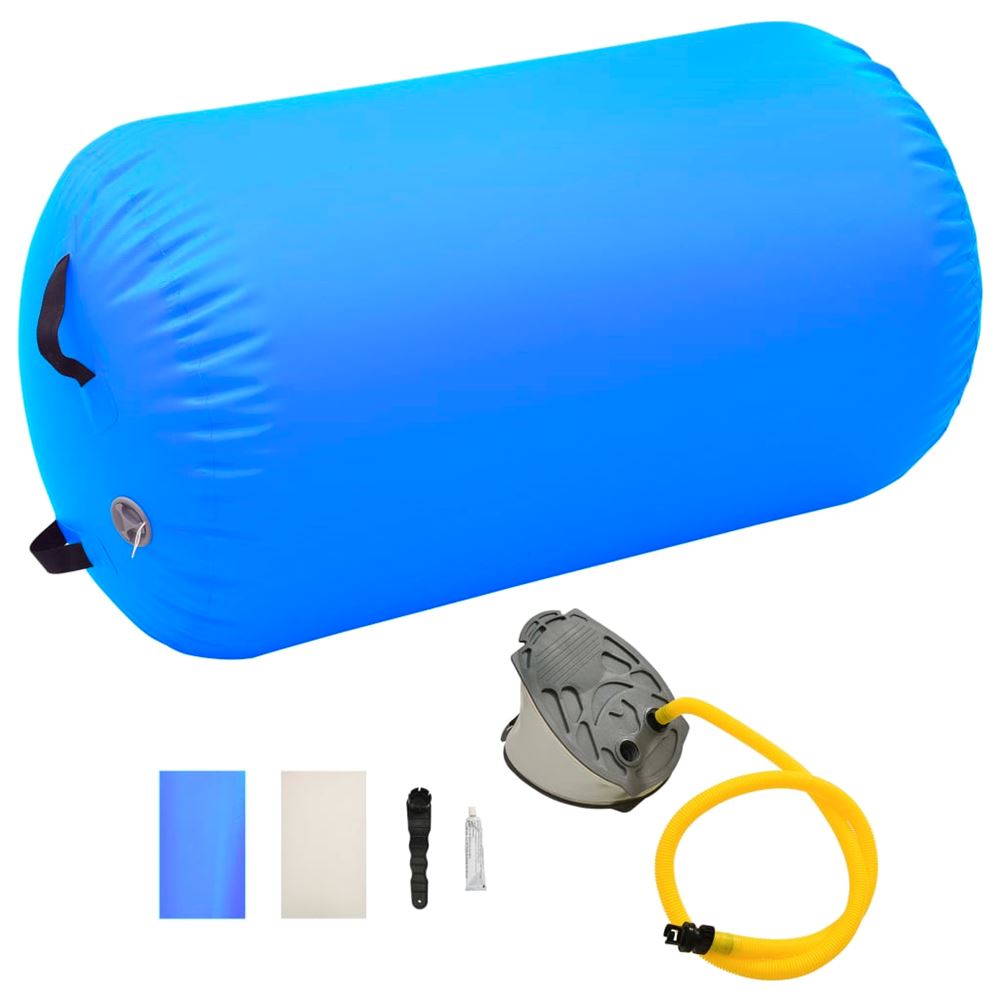 vidaXL Uppblåsbar gymnastikrulle med pump 100×60 cm PVC blå