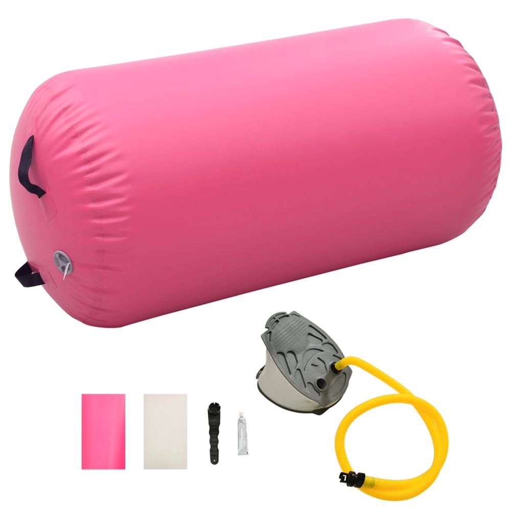 vidaXL Uppblåsbar gymnastikrulle med pump 120×90 cm PVC rosa