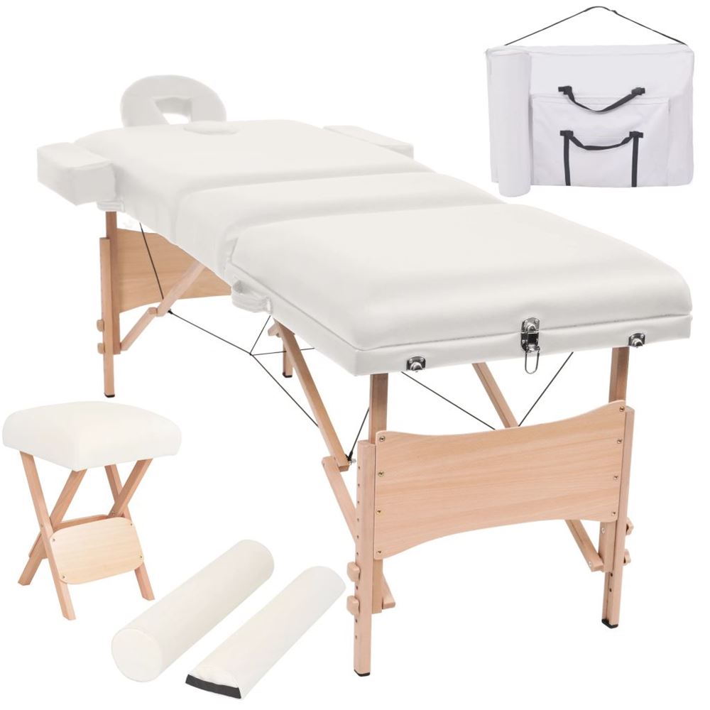 vidaXL Hopfällbar massagebänk 3 sektioner och pall set 10 cm tjock