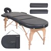 vidaXL Hopfällbar massagebänk 4 cm tjock med 2bolster oval svart