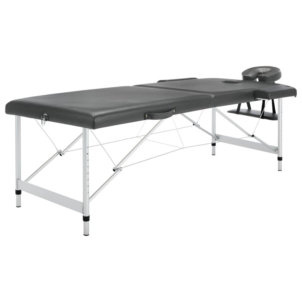 vidaXL Massagebänk med 2 zoner aluminiumram antracit 186×68 cm